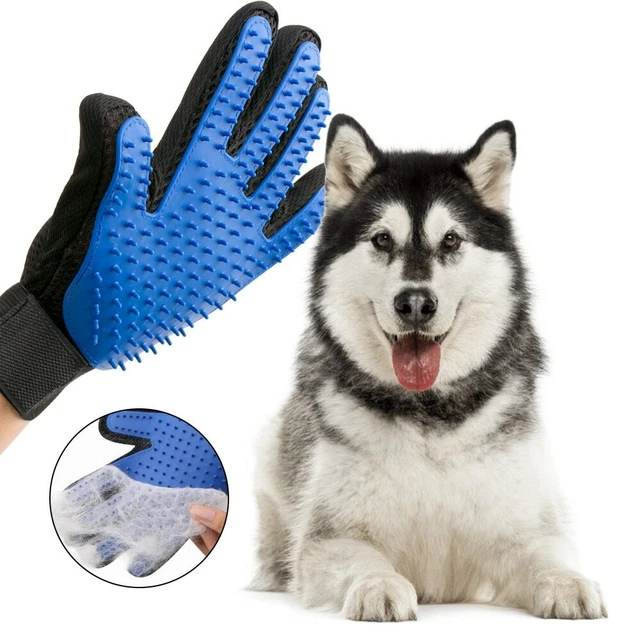 Gentle Deshedding Brush Pet Dog Cat Grooming Massage Hair Fur Remover Glove Pair