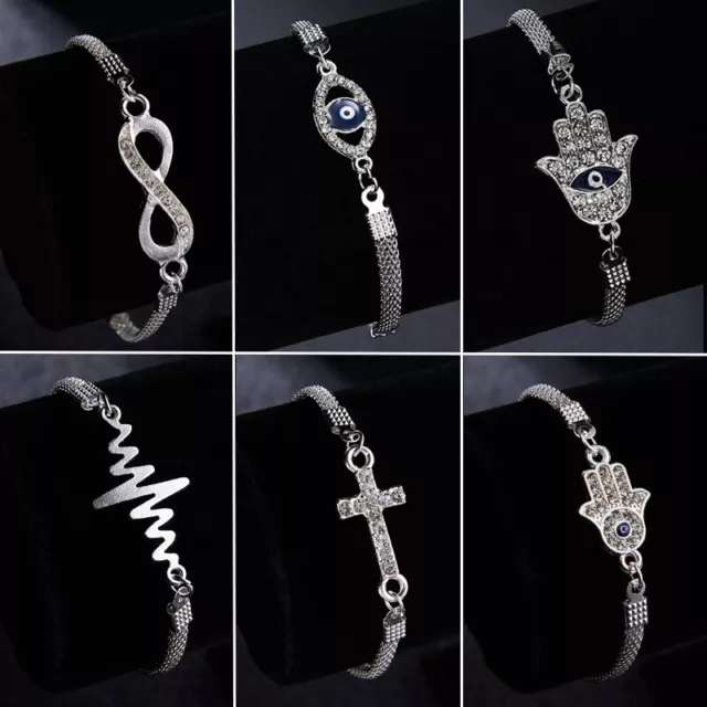 Turkish Lucky Evil Eye Bracelet Zircon Bangle Elegant Womens Party Jewelry Gift