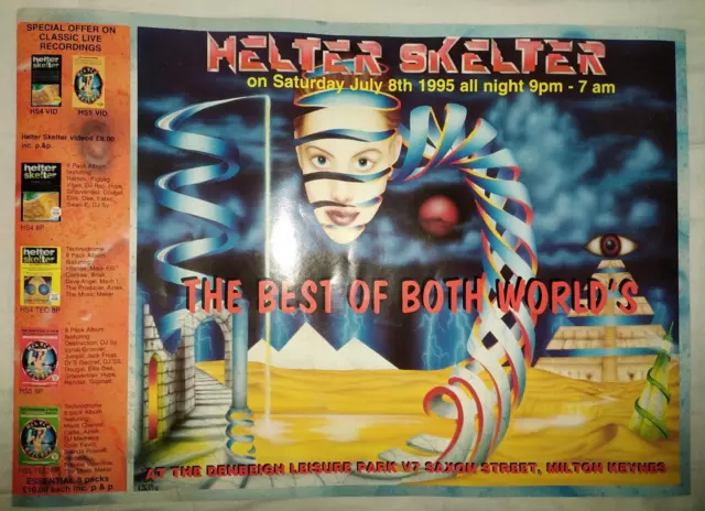 Rare Rave Flyer Helter Skelter The Best Of Both Worlds Sat 8th July 1995 A3 Size