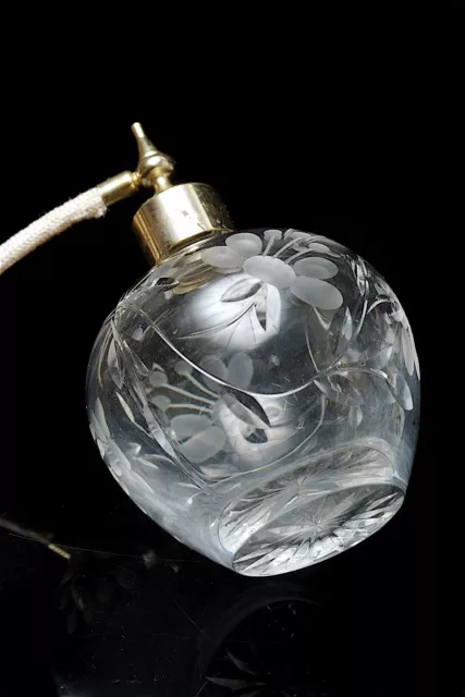 Vintage Stuart Crystal Cut Glass Cascade Floral Etched Perfume Atomiser... 2