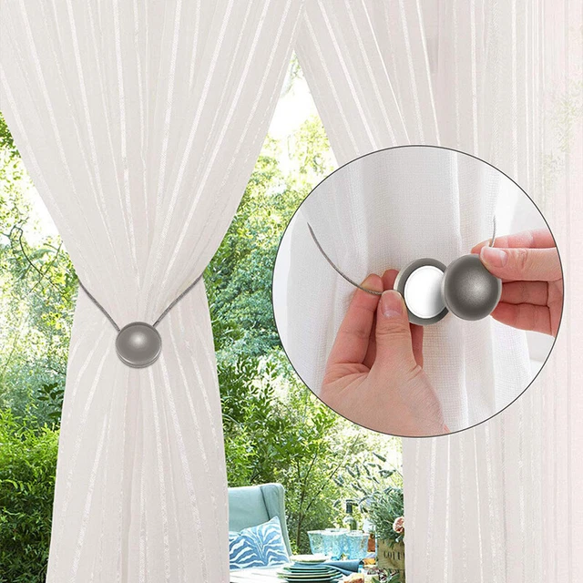 2x Strong Magnetic Curtain Tie Backs Ball Clips Buckle Curtain Tie Rope New FY