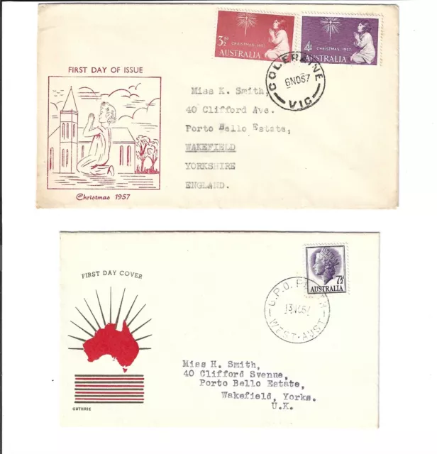 2 First day of issue Covers AUSTRALIA 1957 incl. Christmas