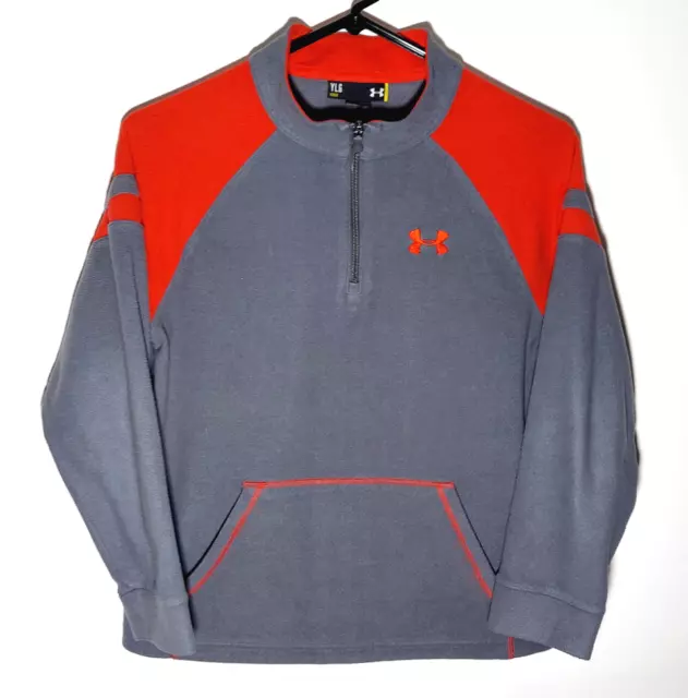 Youth Under Armour Fleece Jacket | 1/4 Zip Gray & Red Outerwear | Boys Large