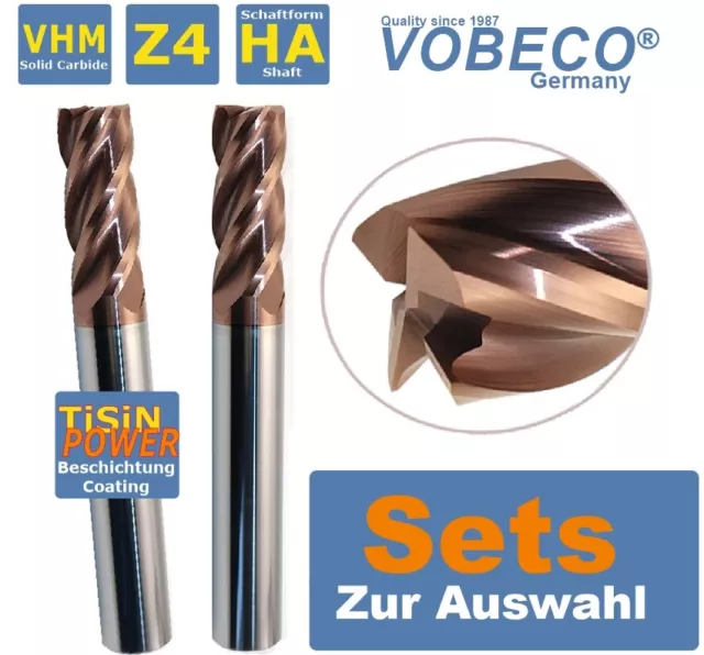 VHM HPC Fräser Set, Schaftfräser Set Z=4  verschiedene SETS - TiSiN  VOBECO