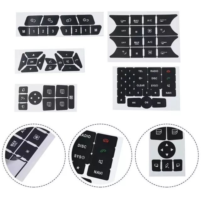 1x Set Car Dash Board AC Broadcast Audio Button Repair Stickers for Mercedes