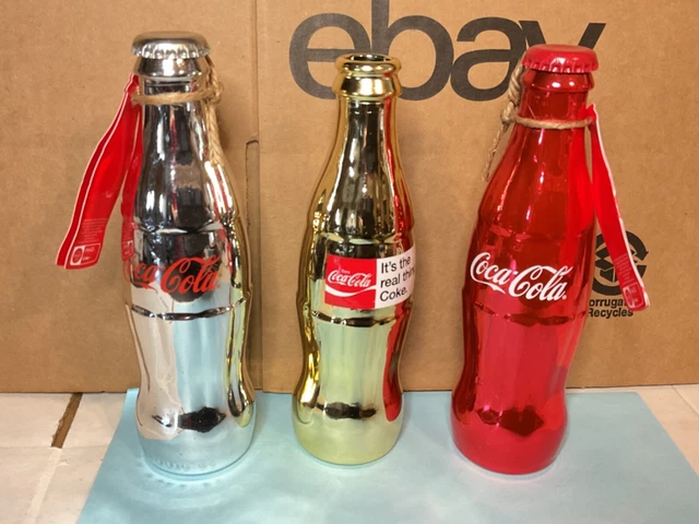 3x Coca-Cola Limited Metallic GOLD SILVER RED 100 Yrs of the Coca-Cola Bottle