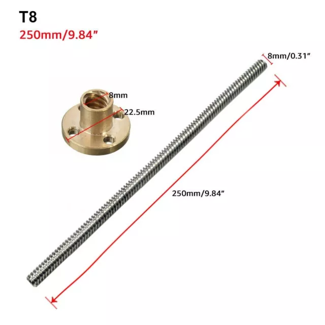 Robust 8mm Stainless Steel Trapezoidal Threaded Rod for Industrial Equipment