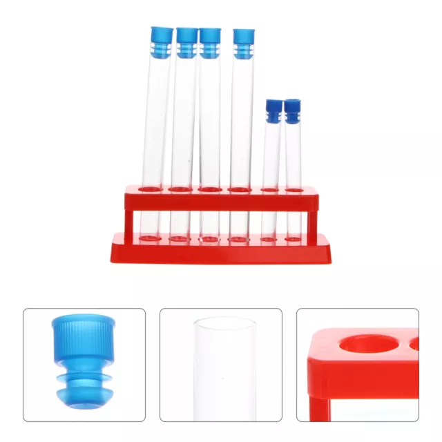 Scientific Clear Glass Test Tubes with Rack and Plugs - Set of 6-BE