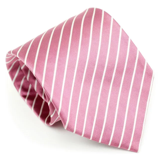 Ermenegildo Zegna Pink/White Diagonal Stripe 100% Silk Neck Tie Italy ***