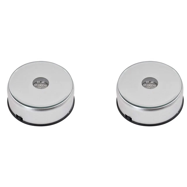 2X Bildschirm Drehteller für Kristall Glas Kunst, LED Farbiger Drehbarer Kristal