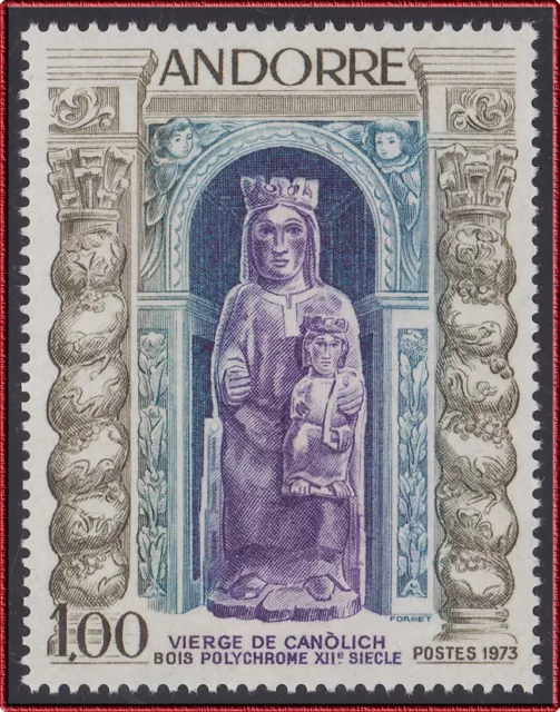 1973 ANDORRE N°228** VIERGE DE CANOLICH , French Andorra Art, Religion MNH