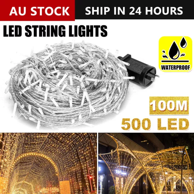 100M 500LED String Lights Warm White Christmas Fairy Wedding Garden Waterproof