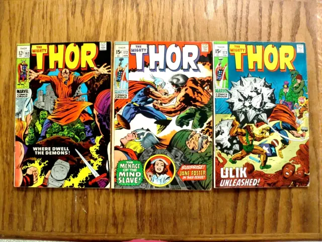 The Mighty Thor Issues #63 #72 #73 Lot of 3 Marvel Comics Silver Age 1969