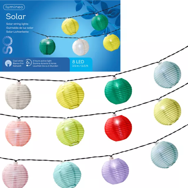 SOLAR LICHTERKETTE LAMPIONKETTE mit 7 cm Lampions bunt Party