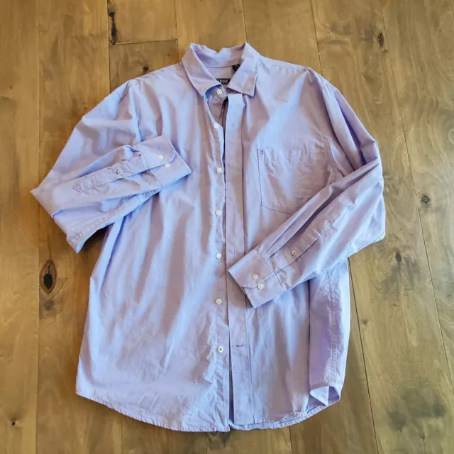 Izod Essential Woven Button Up Shirt Mens L Hyacinth Violet Long Sleeve Cotton