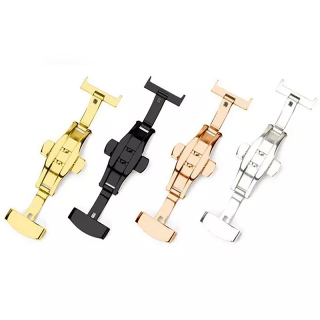 16mm-22mm Stainless Steel Watch Deployment Buckle Butterfly Clasp Strap Band