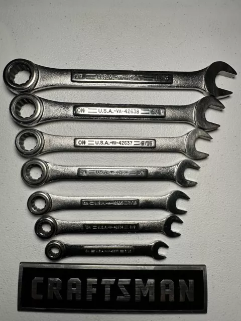 🔥 Craftsman USA 🇺🇸 Made 42444 VA 7pc SAE RATCHETING Combination Wrench Set