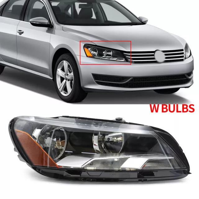 Headlight For 2012-2015 Volkswagen Passat Passenger Right Side Halogen W/Bulb