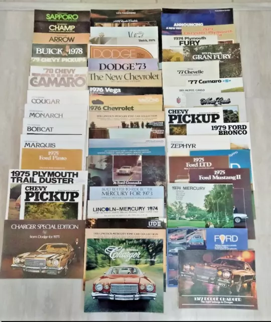 HUGE LOT of VINTAGE 1970's ORIGINAL DEALER BROCHURES ( 54 TOTAL BROCHURES )
