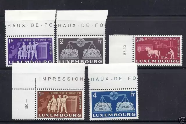 LUXEMBOURG 1951 UNITED EUROPE sc 273-77 (no 272) MNH