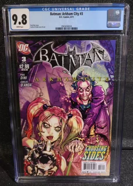 Batman Arkham City #3 DC Comics 2011 Joker & Harley Quinn Paul Dini CGC 9.8