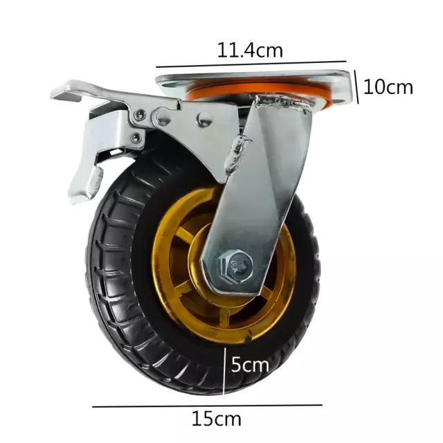 2/4X 6" 150mm Heavy Duty Swivel Caster Wheels Castor 1000KG Load 2 with Brakes 2