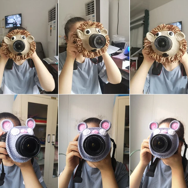 Cute Animal Child Posing Camera Buddies Teaser Toy Knitted Kid Lens Accessory