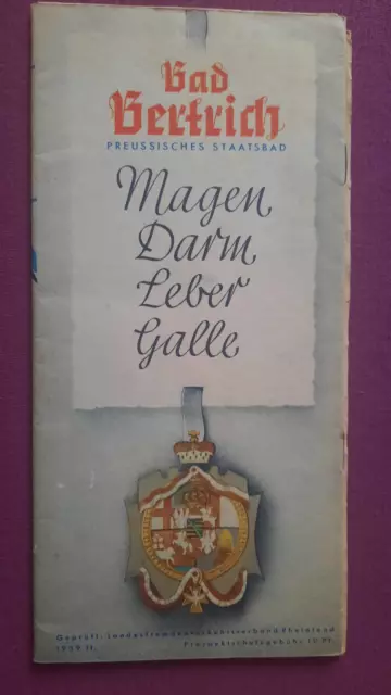 altes Reise Prospekt Bad Bertrich Preussisches Staatsbad 1939 Unterkunftsverzeic