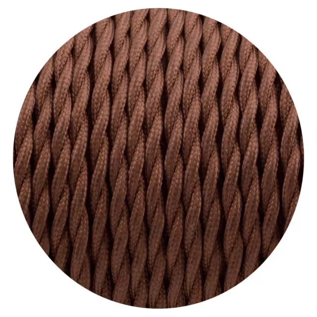 Entortillé Marron Vintage Électrique Tissu Câble Flex 0.75mm -2 Coeur