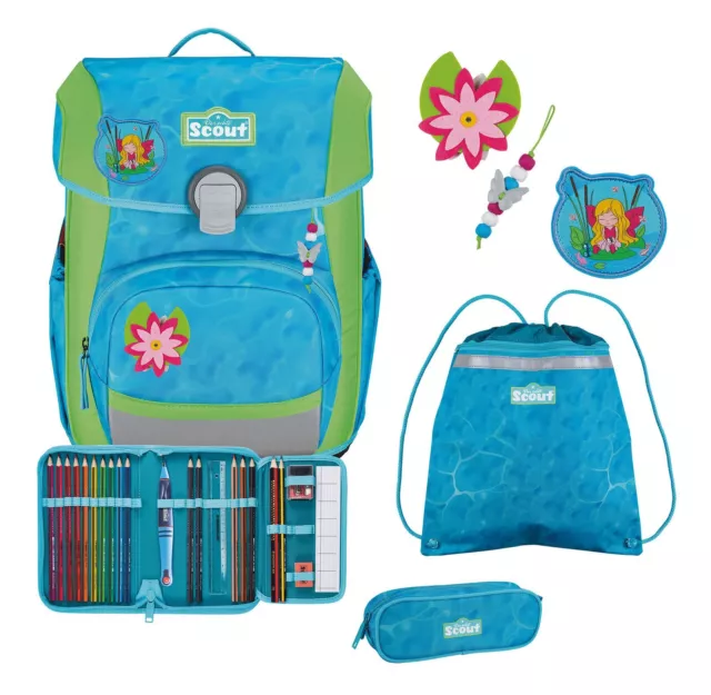 Scout Basic Neo Set 4 piezas mochilas escolares Water Lily azul claro