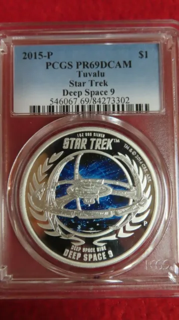 2015 Tuvalu Large 1 OZ .999 Silver Proof $1 Star Trek Deep Space 9 PCGS PR69 HOT