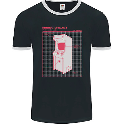 Retro Arcade Game Cabinet Gaming Gamer Mens Ringer T-Shirt FotL