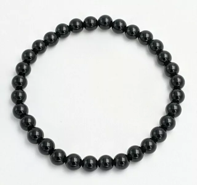 BRACELET EN PIERRE NATURELLE POLIE AGATE NOIRE ONYX bijoux chakra perle 6mm AA