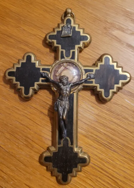 Reliquien Kreuz, Metall mit Holz