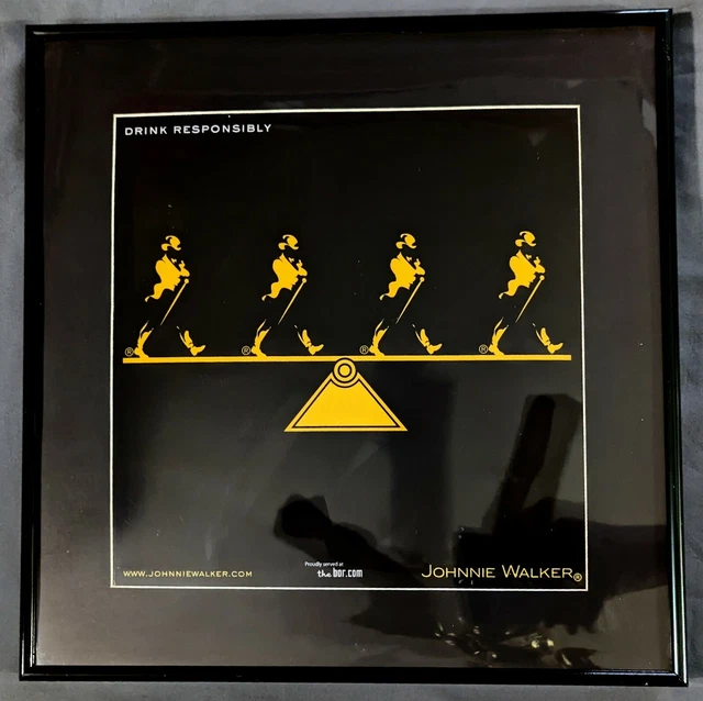 Johnnie Walker Gold Walking Man Balancing Act 15X15" Framed Print TC
