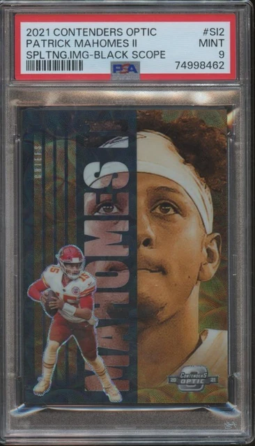 2021 Contenders Optic PATRICK MAHOMES Splitting Image Black Scope /25 PSA 9 JE22