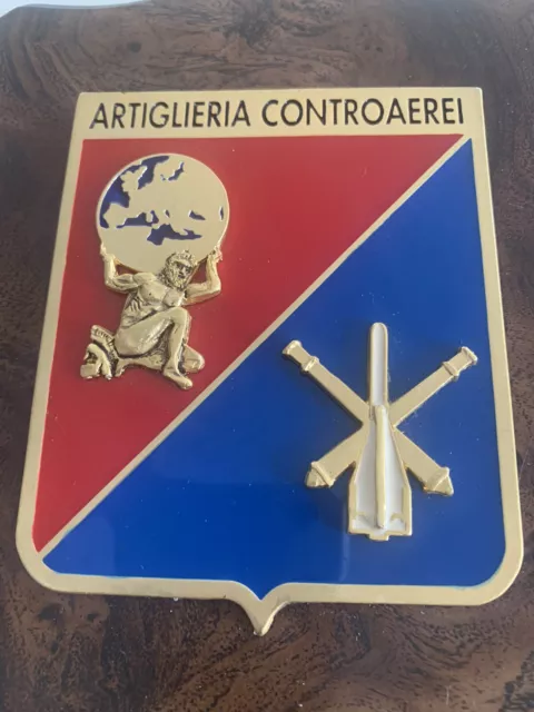 CREST MILITARE scudo legno vintage Artiglieria controarei vintage