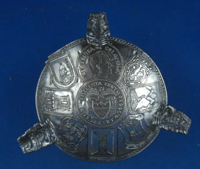 Aschenbecher Kolumbien Colombia mit Münze 925er Sterling Silber