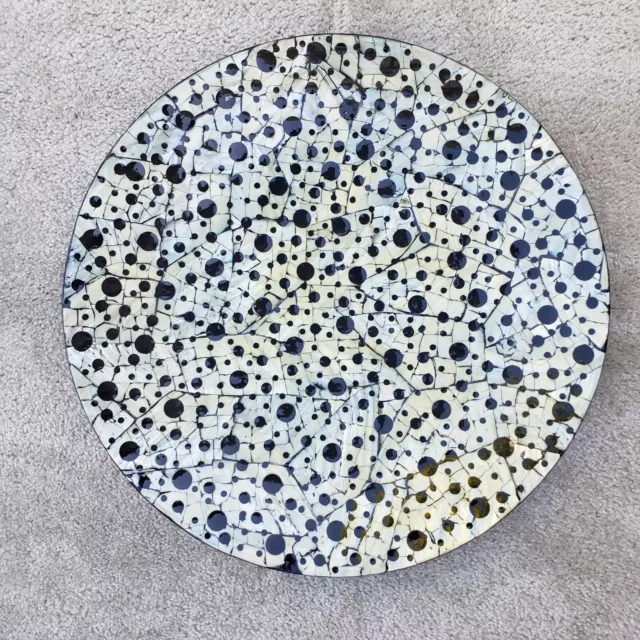 Vtg Abalone Shell Mosaic & Polka Dots Decorative Charger Toyo Plate ~ Vietnam