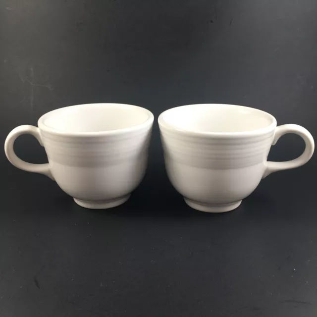 Vintage Set of 2 Fiesta white Coffee Tea Cups Retired By Homer Laughlin