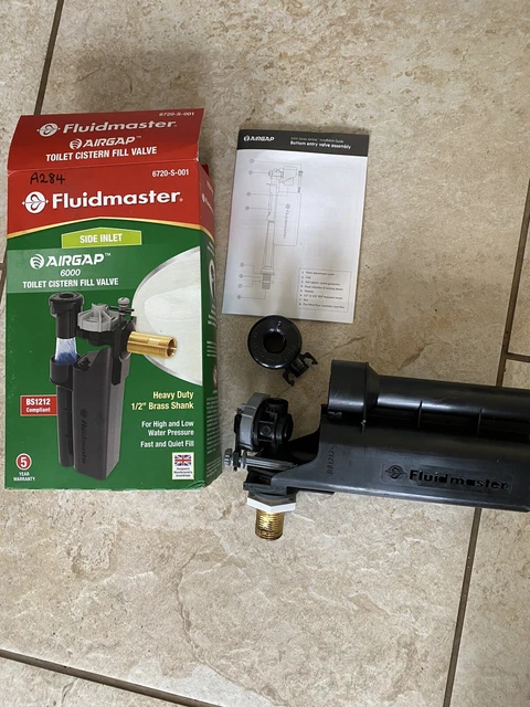 Fluidmaster AIRGAP 6000 Brass Shank Fill Valve 1/2" Side Entry -NEW 6720-S-001
