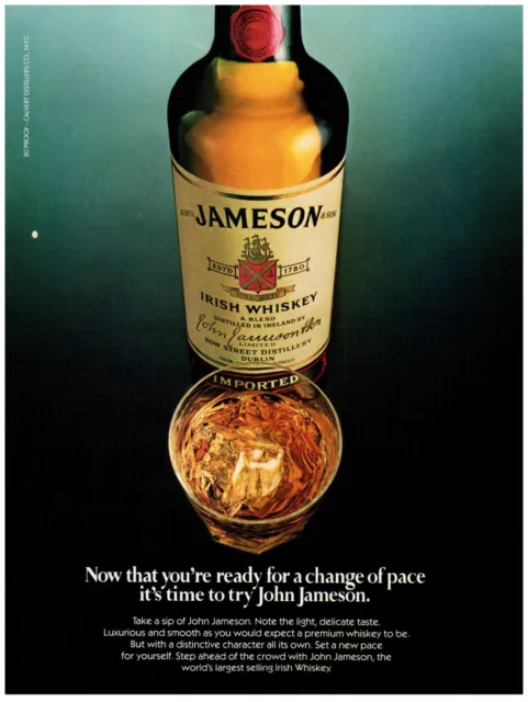 Jameson Irish Whiskey Ready for a Change of Pace Print Advertisement 1984