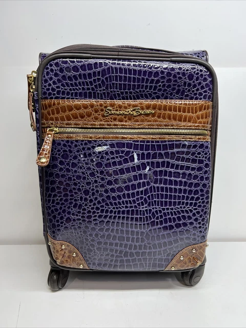 Samantha Brown and Black Faux Croco Embossed 22" Spinner Wheeled Upright Luggage