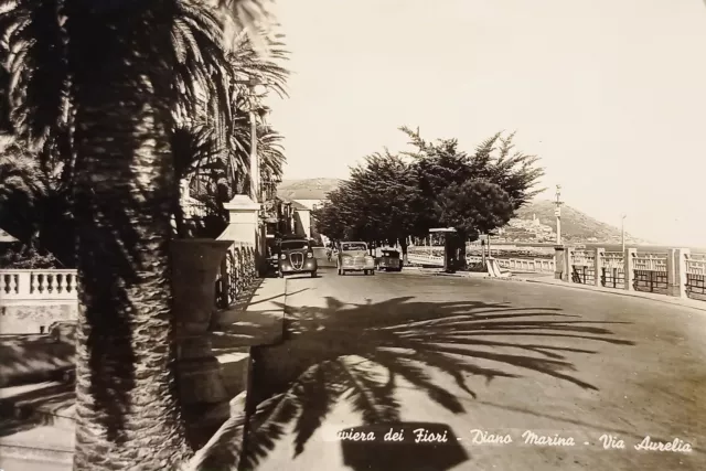 Cartolina - Riviera dei Fiori - Diano Marina - Via Aurelia - 1953