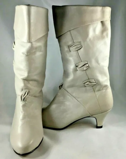 Beige High Heeled Boots Size 6-1/2 Wedge Heels By Aspen New Without Box