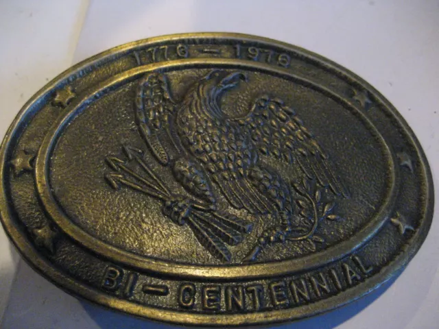 United States USA Bi-Centennial 1776-1976 American Eagle Belt Buckle Brass Tone