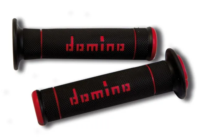 Couple de Boutons Pour Moto à Partir Trial Noir Avec Écrit Domino Couleur Rouge