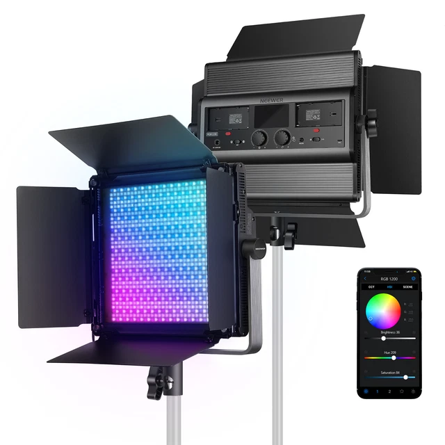 Neewer RGB1200 60W RGB LED Video Light with APP and 2.4G Control, TLCI 98+