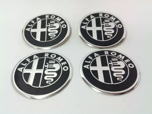 4 x 56mm Alu Emblem Felgen Aufkleber Logo Nabendeckel Nabenkappen für ALFA ROMEO