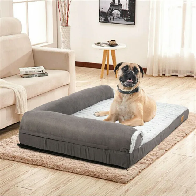 XXL Orthopedic Dog Bed Washable Sleeping Spacious Padded Bolster Pet Pillow Sofa 3